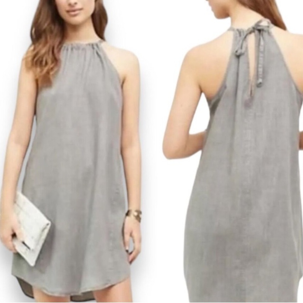 ANTHROPOLOGIE Tunic CLOTH & STONE Midi Dress BELLA DAHL Rayon Gray Size X Small